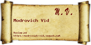 Modrovich Vid névjegykártya